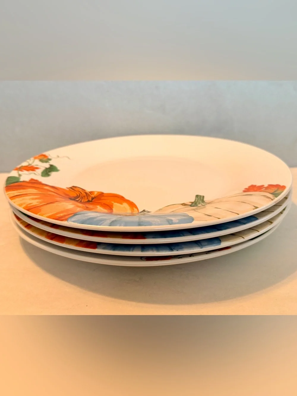 Royal Norfolk Set 4 Pumpkin Thanksgiving Dinner Plates NEW 10.5